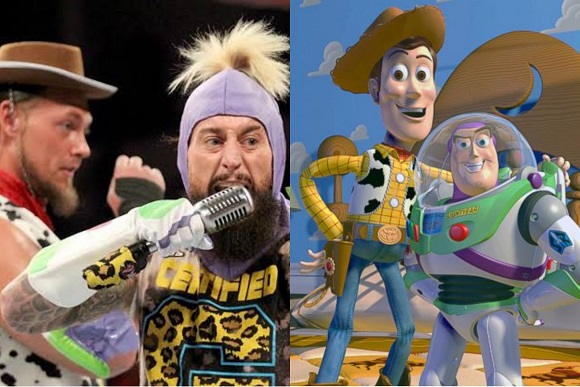 Big Cass and Enzo Amore as Woody and Buzz Lightyear