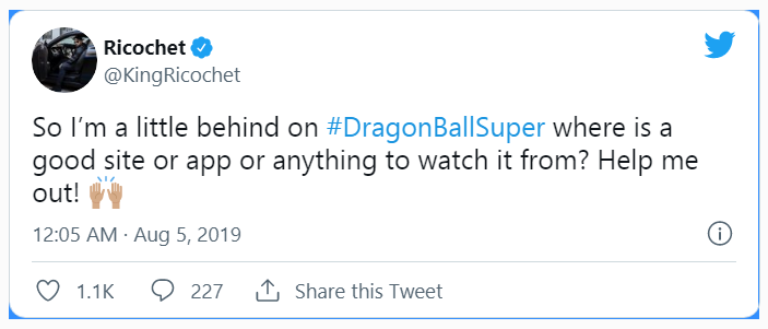Ricochet tweet dragon ball