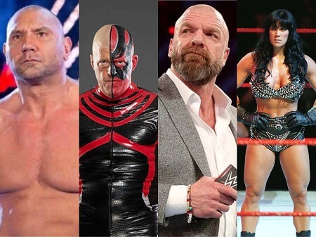 Batista, Dustin Rhodes (Goldust), Triple H & Chyna